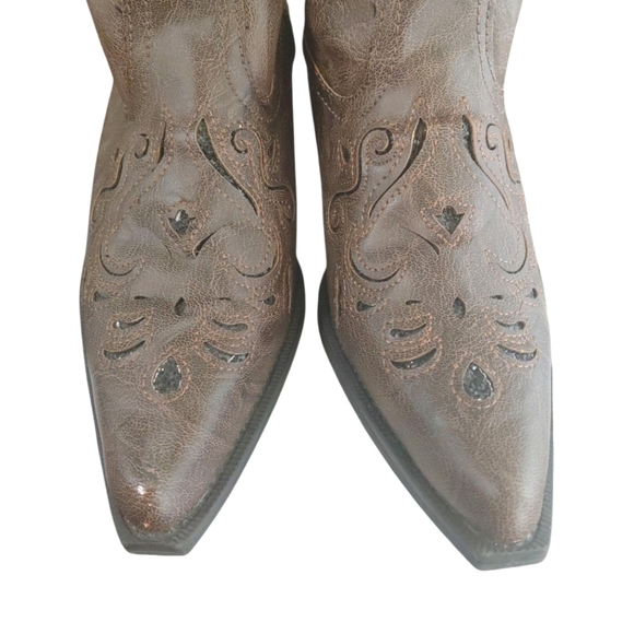 Roper Chloe Women's Cowboy Boots Brown Cut-Out Western Boots Size 9.5 - Picture 4 of 12